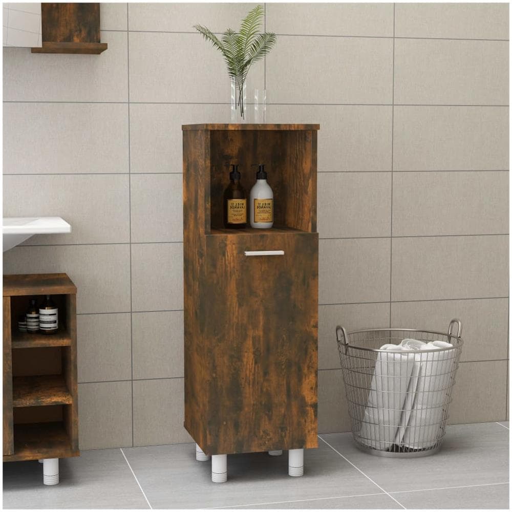 Armadietto Bagno Rovere Fumo 30x30x95 Cm In Legno Multistrato - Foto 1