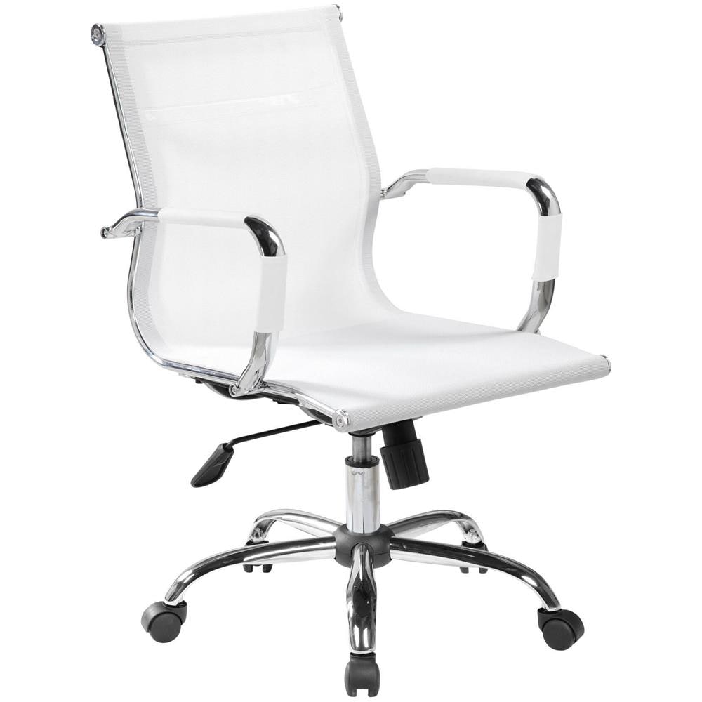 Sedia Con Ruote Asunik \, Poltrona Direzionale Con Braccioli, Sedia Ergonomica Da Ufficio, Bianco, 62x54h92/102 Cm - Foto 1