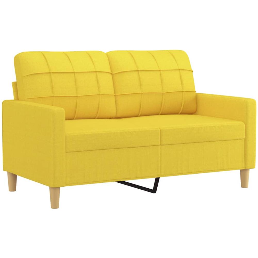 Set Di Divani 2 Pz Con Cuscini Giallo Chiaro In Tessuto - Foto 3