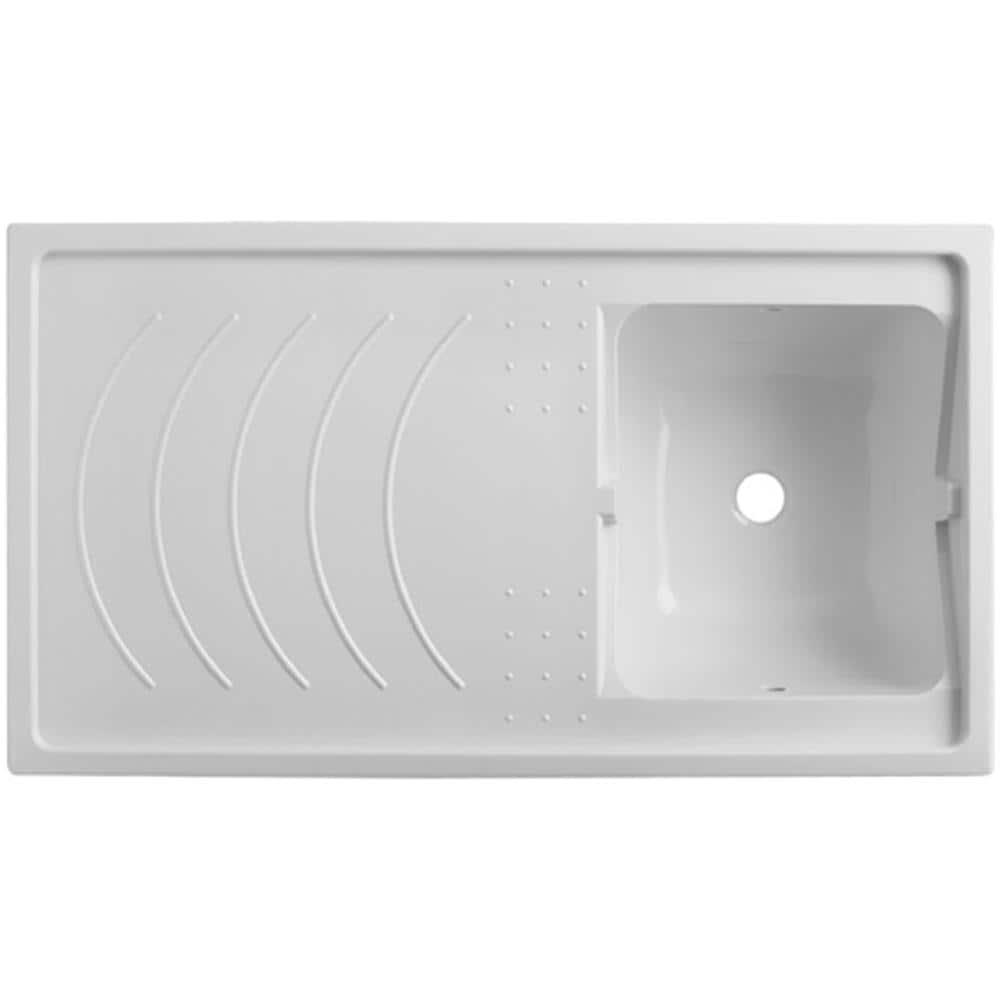 Negrari Classica Lavatoio Coprilavatrice Montato Vasca Destra Lavatrice Sinistra Colore Bianco Anta Battente Arrotondate Cerniere Chiusura Rallentata Mobile Nobilitato Idrofugo Lavabo Polipropilene Asse Pino Interno Maniglie Cromo L109 P60 109x60 H9 JV11736