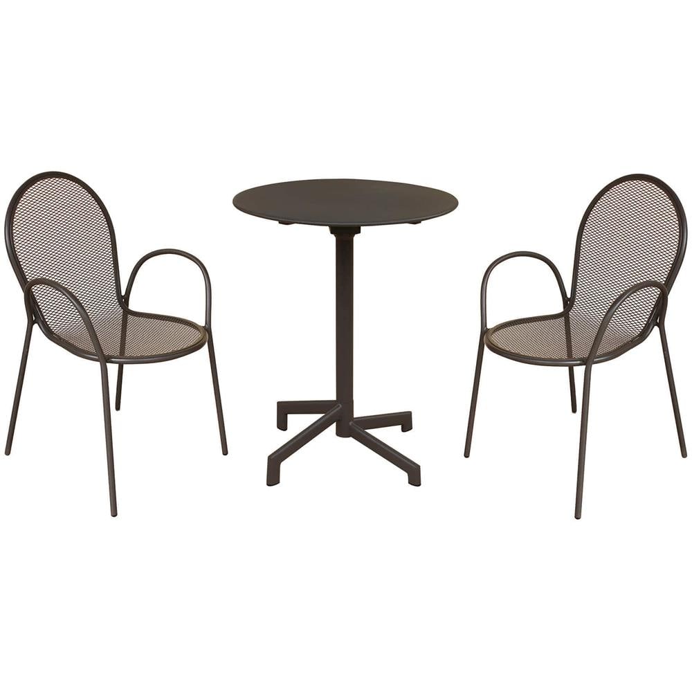 Opera - Set Tavolo In Metallo Cm Ø 60 X 74 H Con 2 Poltrone Maris - Foto 1