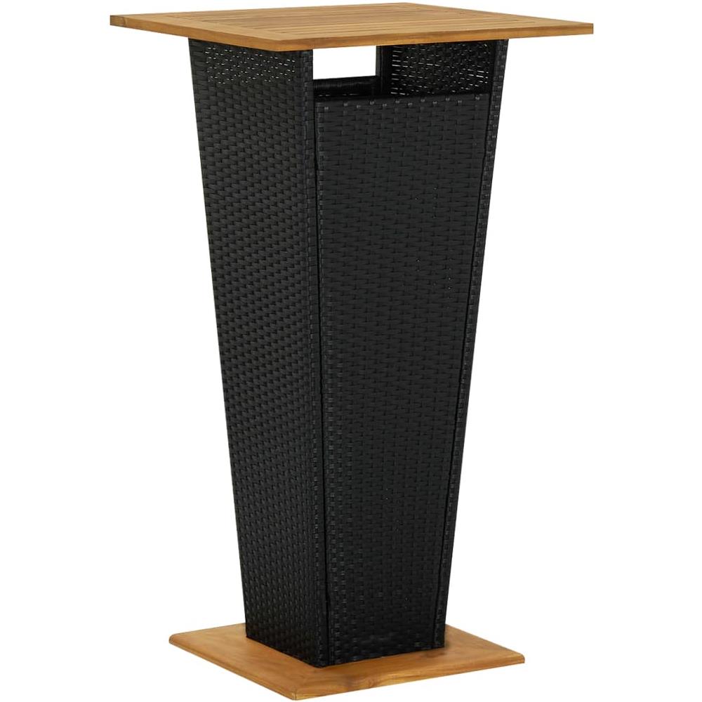 Tavolino Da T? Nero 60x60x110 Cm Polyrattan E Massello Acacia - Foto 1