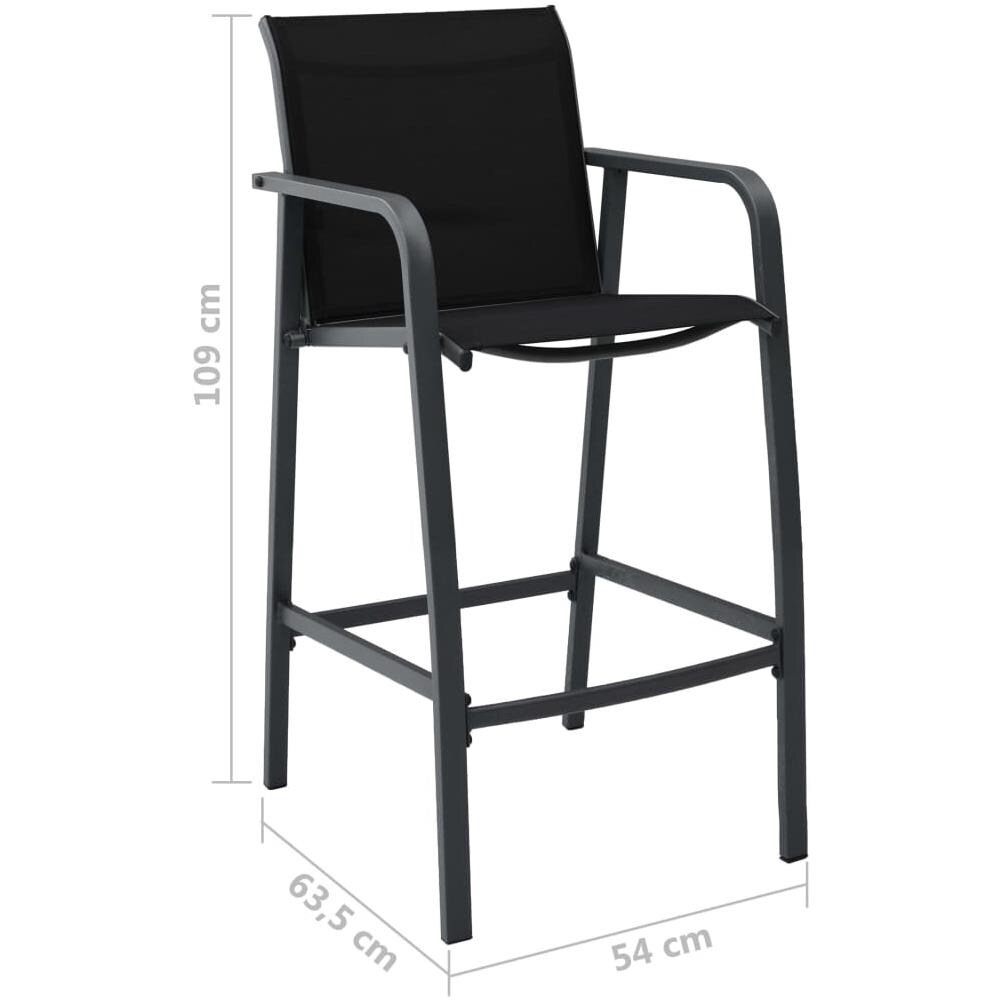 Sgabelli Da Bar Da Giardino 4 Pz Neri In Textilene - Foto 7