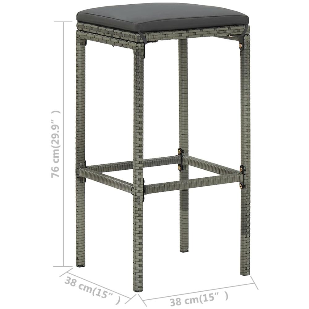 Sgabelli Da Bar Con Cuscini 4 Pz Grigi In Polyrattan - Foto 8