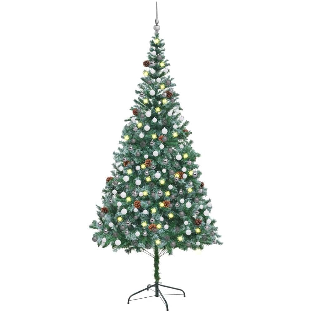 Albero di Natale Artificiale con Set Palline LED e Pigne 210 cm - Foto 1