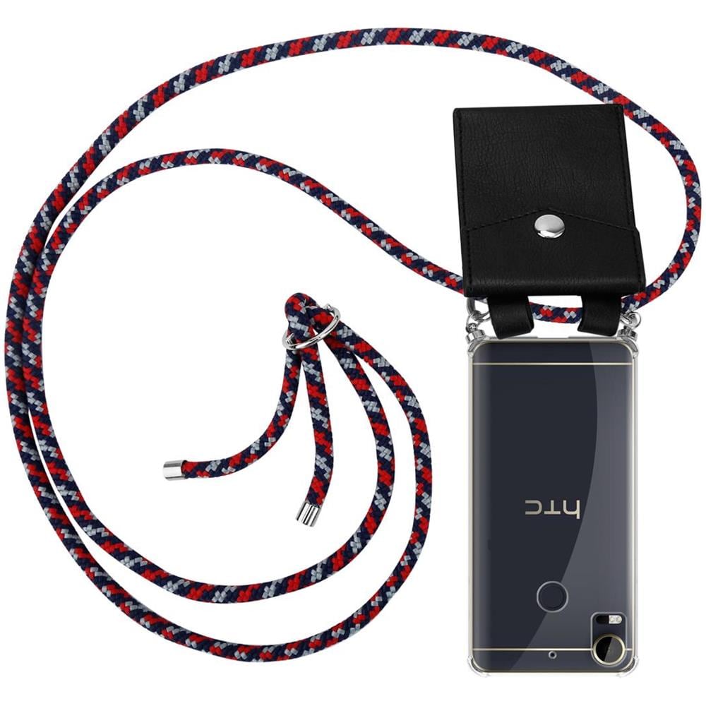 Catena Di Telefoni Cellulari Compatibile Con Htc Desire 10 Lifestyle / Desire 825 In Rosso Blu Bianco - Coperchio Protettivo In Silicone Con Anelli D'argento, Cinturino In Corda E Custodia Staccabile - Foto 1
