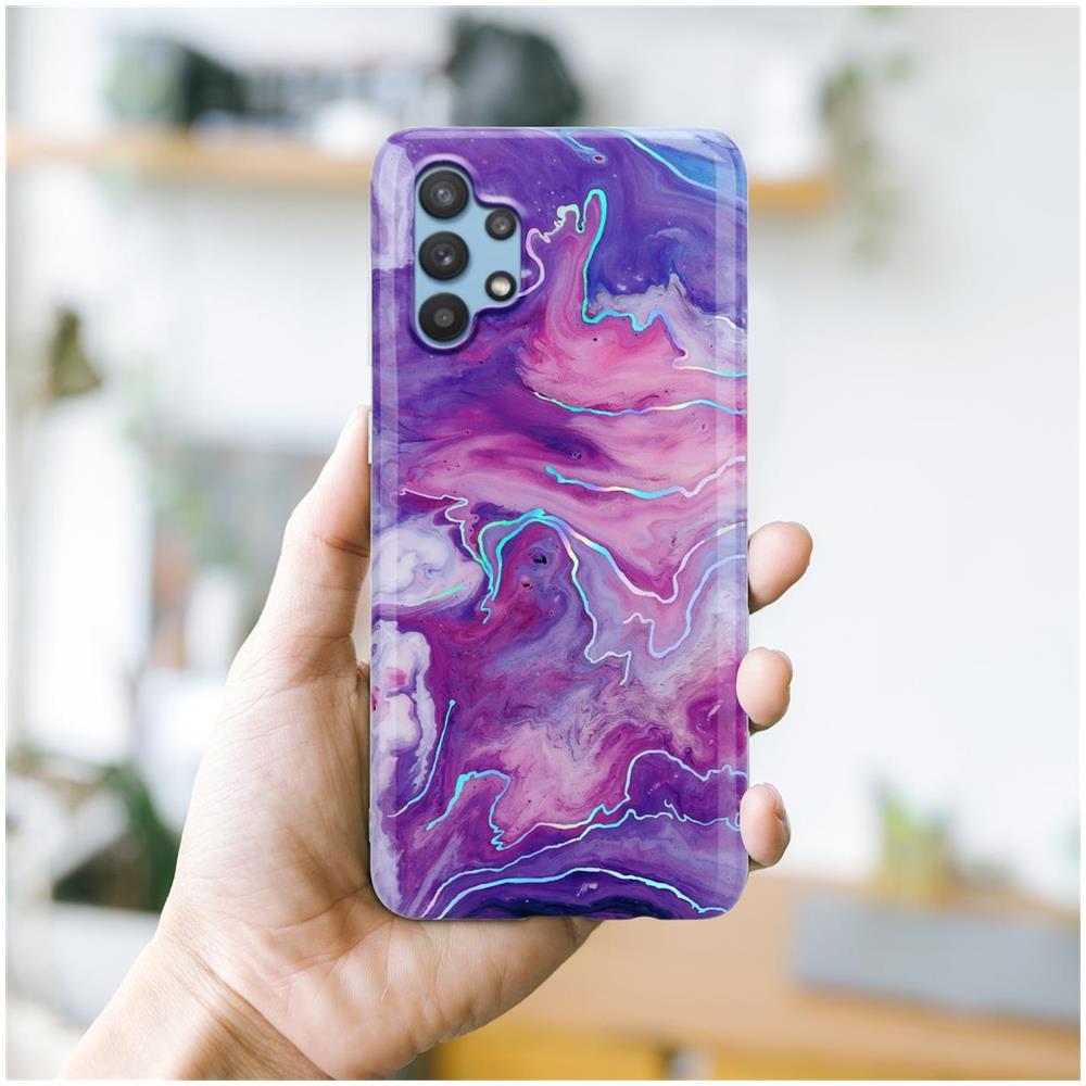 Custodia Compatibile Con Samsung Galaxy A32 5g In Marmo Rosa Viola No. 19 - Coperchio Protettivo In Silicone Tpu Con Motivo A Mosaico - Foto 7