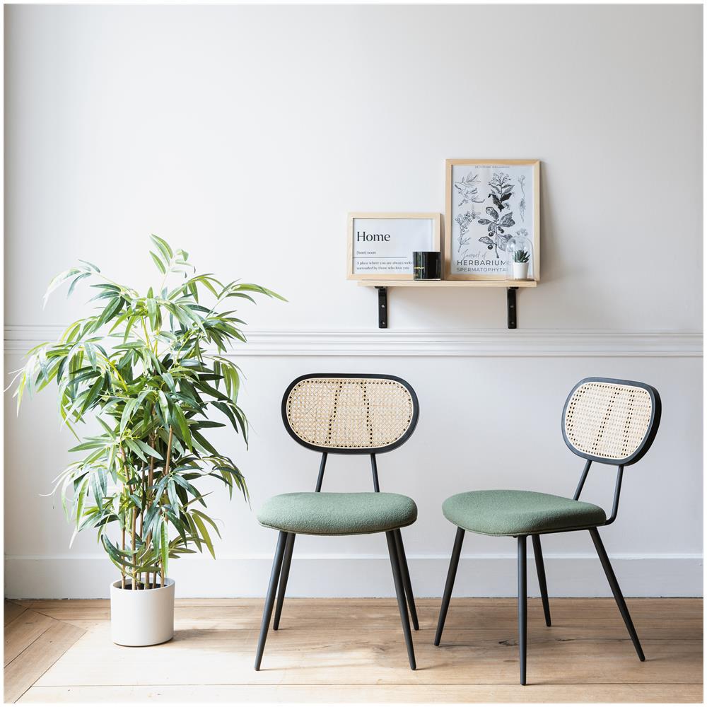 Set Di 2 Sedie In Canna E Cappio Verde Cachi Elena - Foto 1