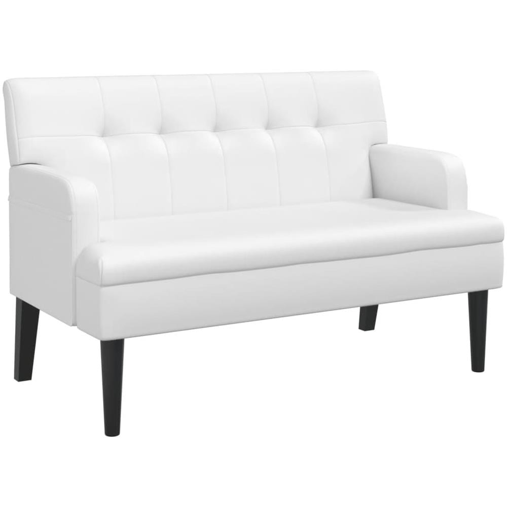 Panca con Schienale Bianca 112x65,5x75 cm in Similpelle - Foto 2