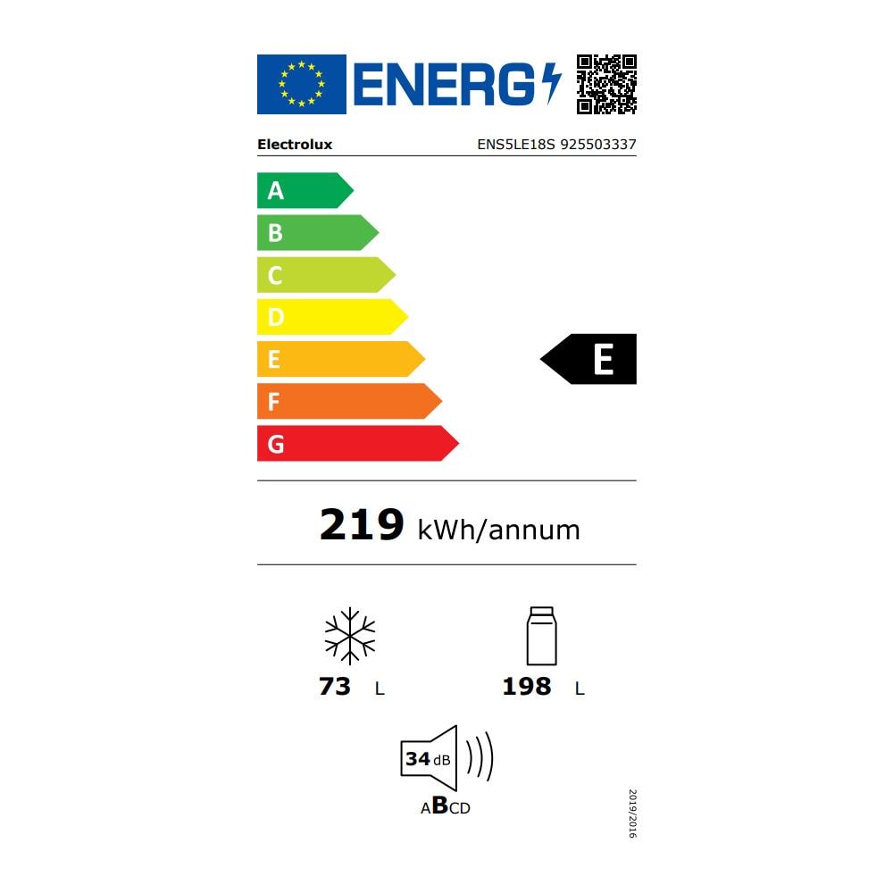 Frigorifero Combinato da Incasso Serie 500 Coldsense ENS5LE18S Low Frost Classe E Capacità Netta 271 Litri - Foto 2