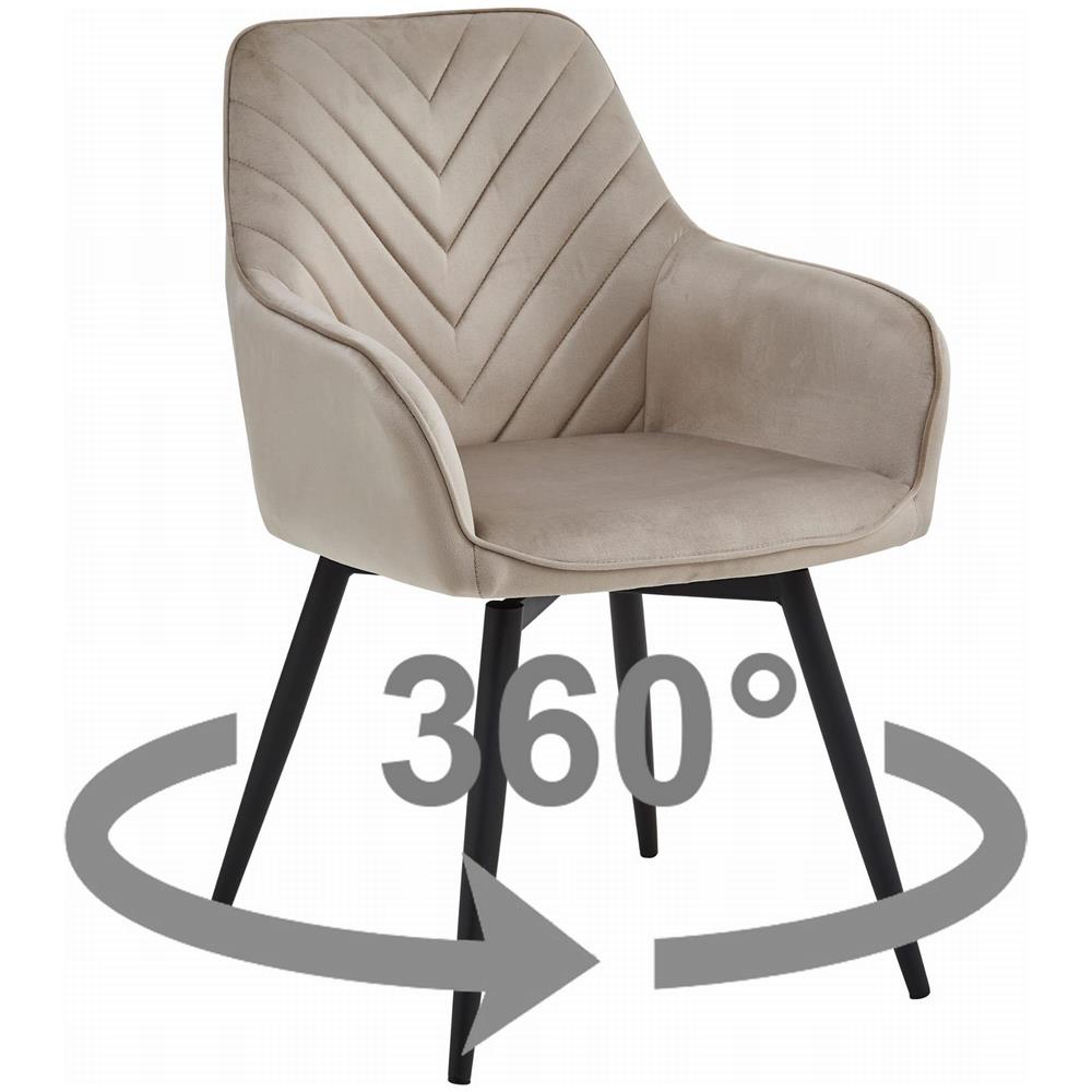 NANA360 Sedia girevole in velluto beige scuro per soggiorno, cucina, sala da pranzo - Foto 1
