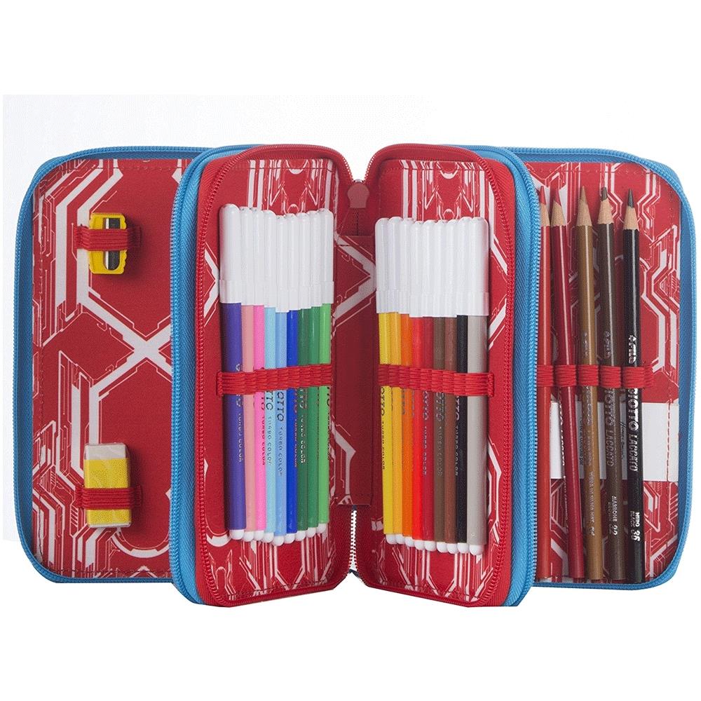 Astuccio Completo 3 Zip Spiderman Accessoriato Bambini Scuola - Foto 2