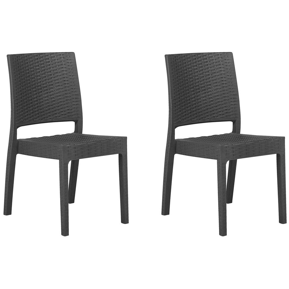 Sedia Da Giardino In Rattan-grigio Grafite Set Di 2 Pz Fossano - Foto 1