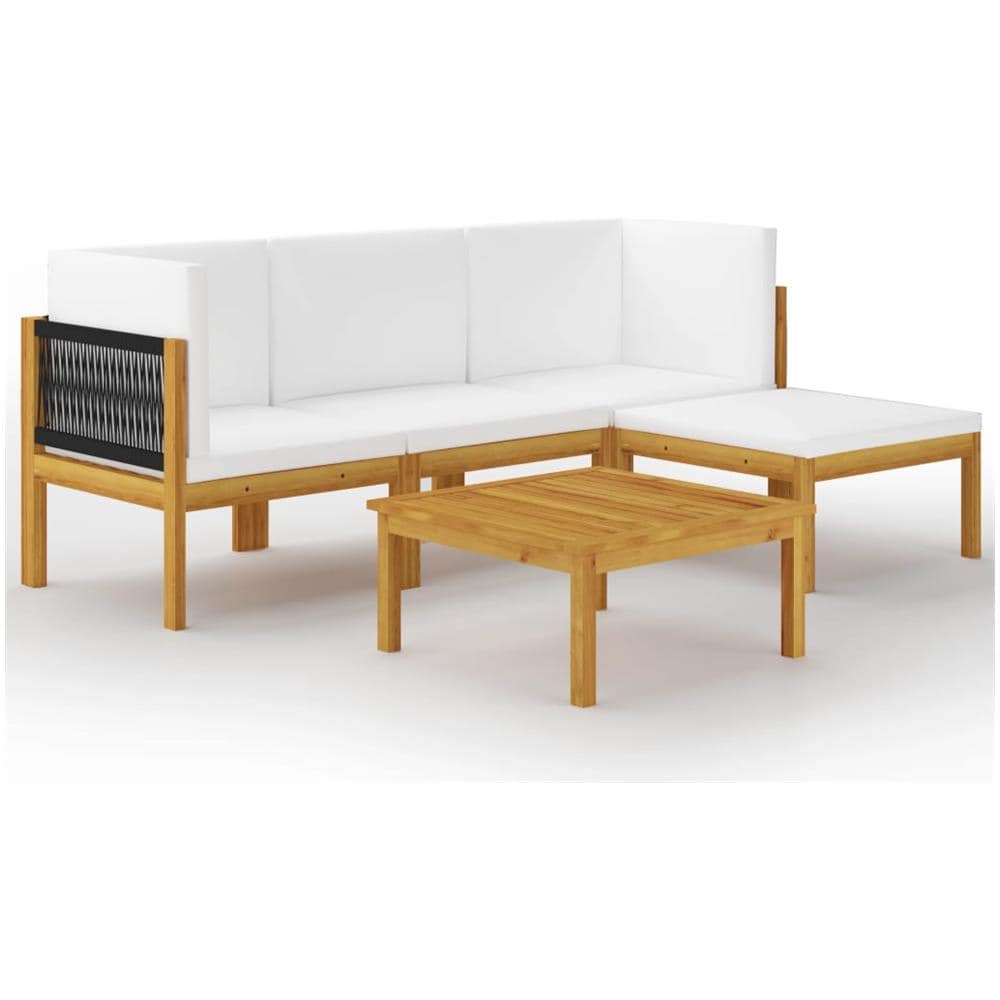 Set Divani Da Giardino 5 Pz Con Cuscini Crema Massello Acacia - Foto 1