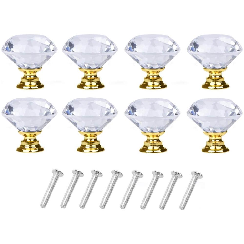 Pomelli A Losanga In Vetro Trasparente / Oro 8 Pz - Foto 1