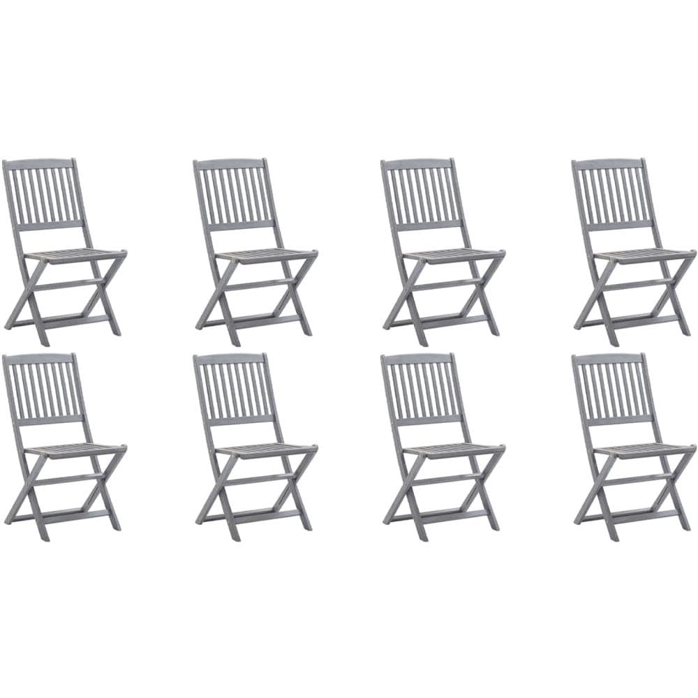 Sedie da Giardino Pieghevoli 8 pz con Cuscini Massello Acacia - Foto 3