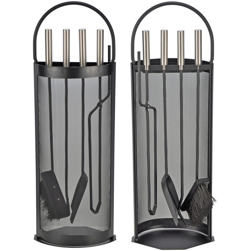 Set Di Attrezzi Per Camino 5 Pz Nero 23x14,5x66 Cm - Foto 2