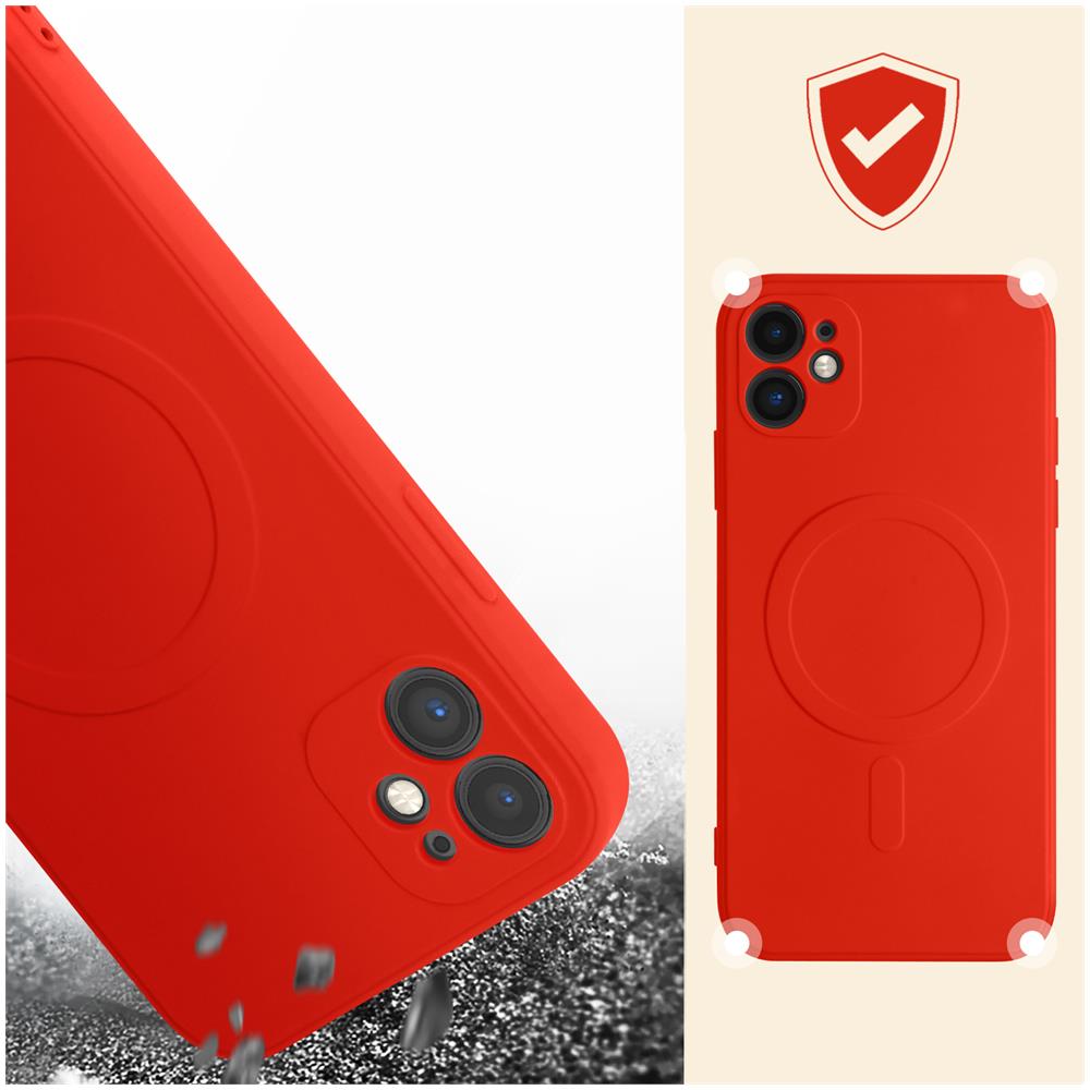 Cover Magsafe Iphone 12 Mini Silicone Flessibile Soft-touch Mag Cover Rossa - Foto 5