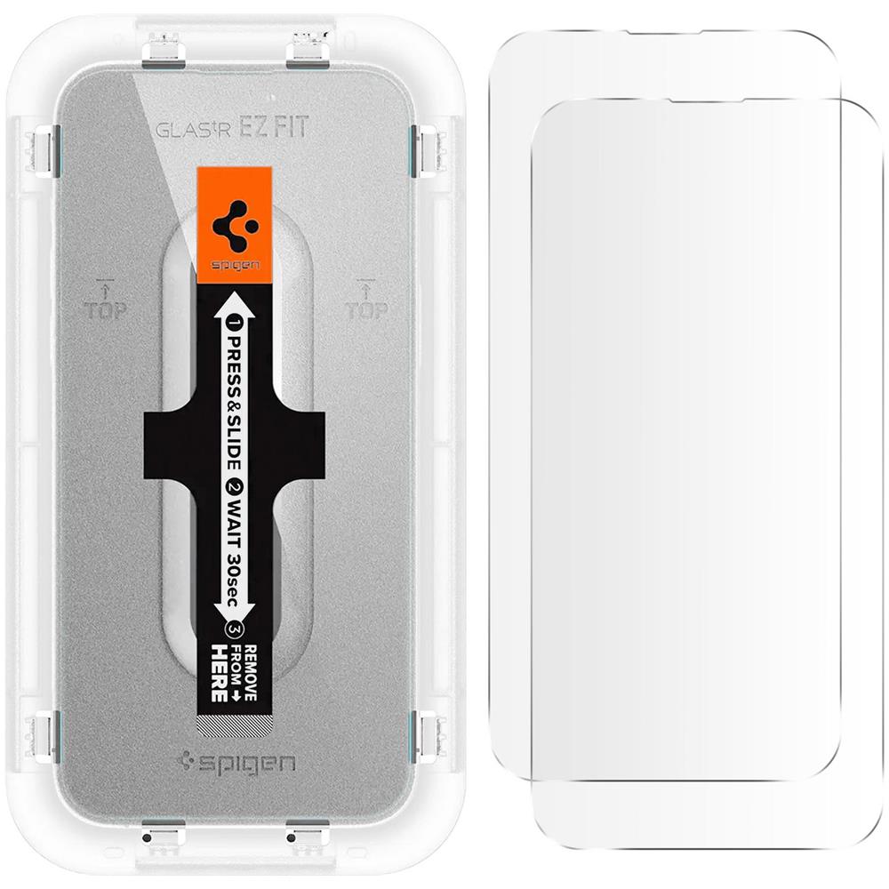 2 Salvadisplay Per Iphone 14 Pro Max, Ez Fit Spigen Kit Di Posa Trasparente - Foto 5