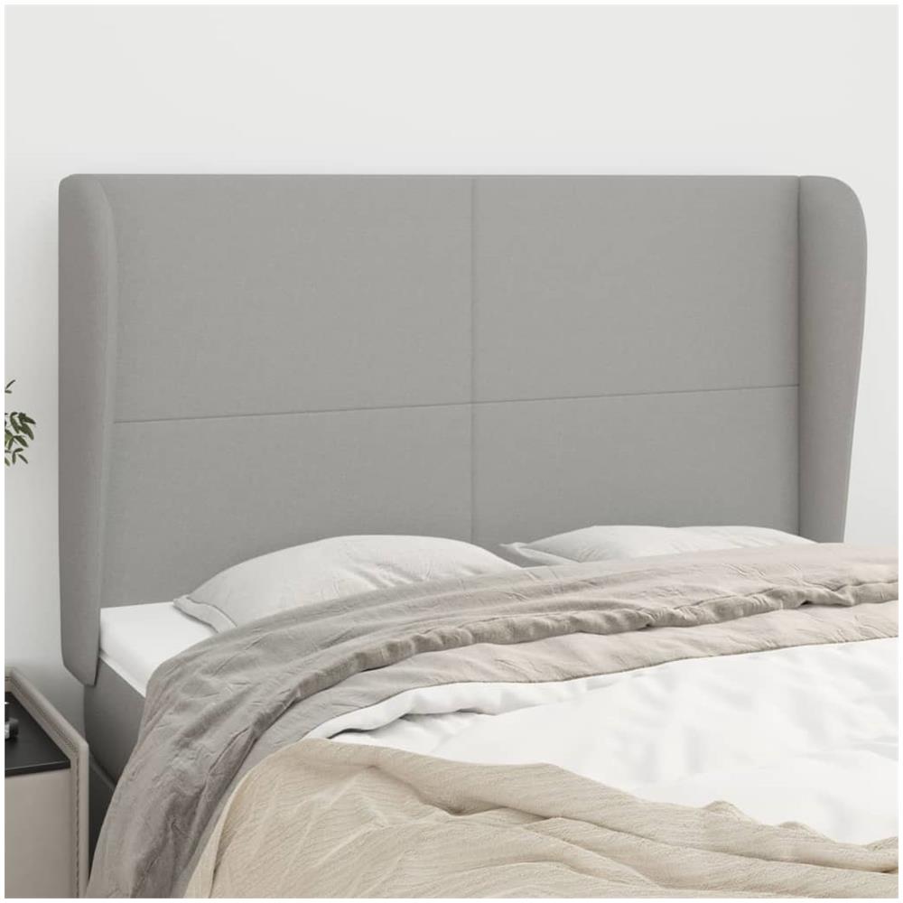 Testiera Ad Orecchio Grigio Chiaro 147x23x118/128 Cm In Tessuto - Foto 1
