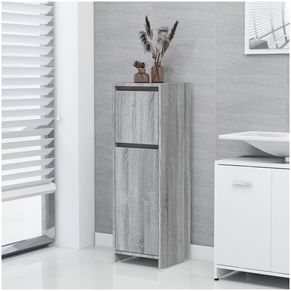 Armadietto Bagno Grigio Sonoma 30x30x95 Cm In Legno Multistrato - Foto 1