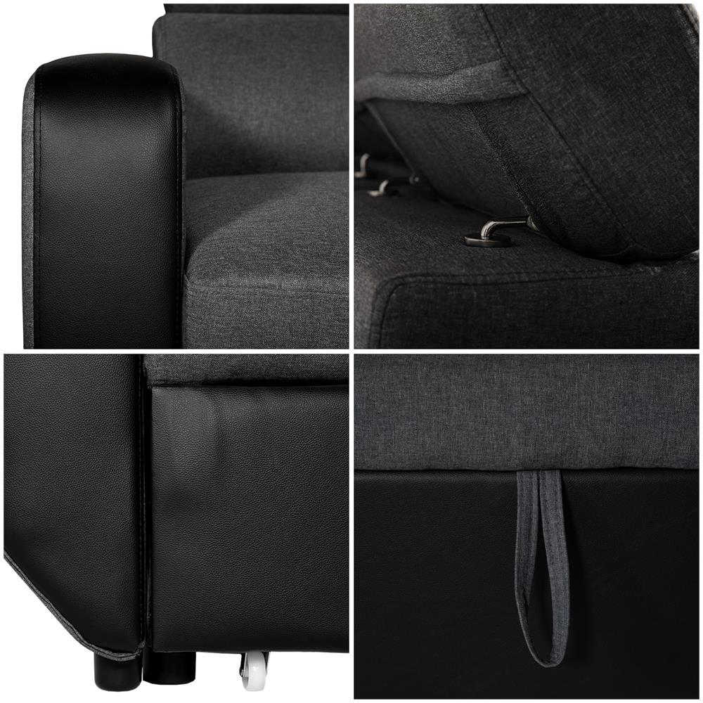 Divano Convertibile A 3 Posti Warren Grigio E Nero - Foto 2