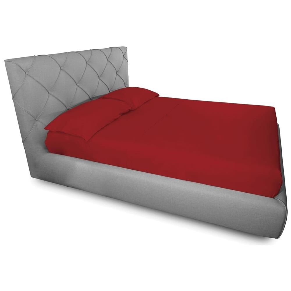 Completo Lenzuola Made In Italy In Puro Cotone Tinta Unita Varie Colorazioni Francese Rosso - Foto 1