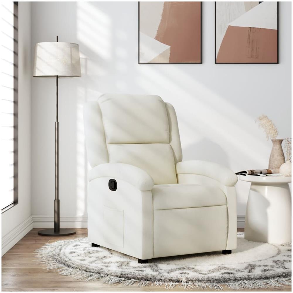 Poltrona Reclinabile Crema In Velluto - Foto 1