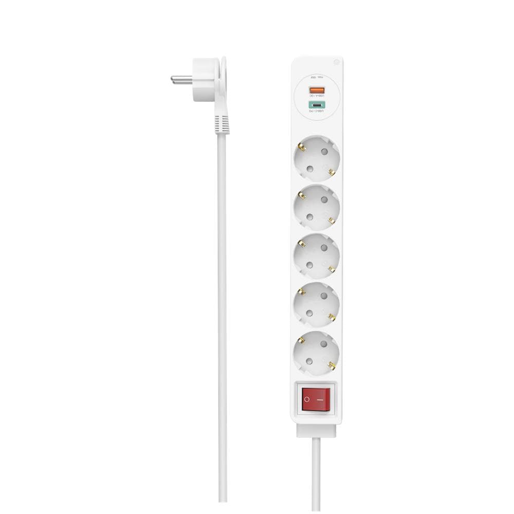 00223186 prolunghe e multiple 1,4 m 5 presa (e) AC Interno Bianco - Foto 1