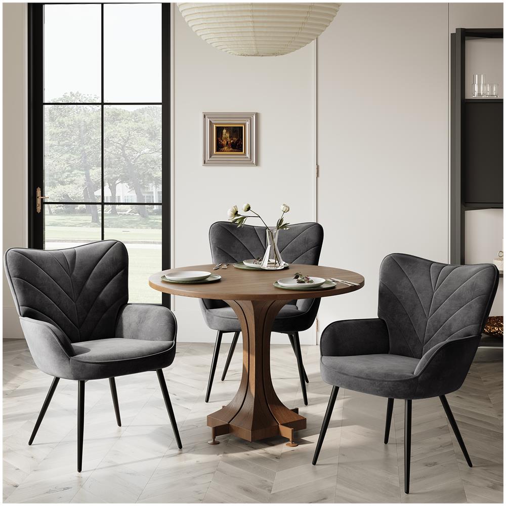 Sedia Moderna Con Motivo Fogliare - Design Semplice E Naturale, Versatile Per Soggiorno E Ufficio, Grigio - Foto 8