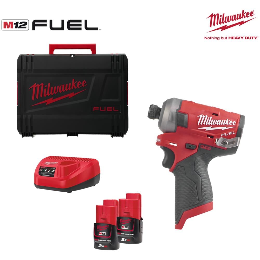 Cacciavite A Percussione Silenzioso Fuel M12 Fqid-202x - 2 Batterie 12v 2,0 Ah - Caricabatterie 4933464973 - Foto 2