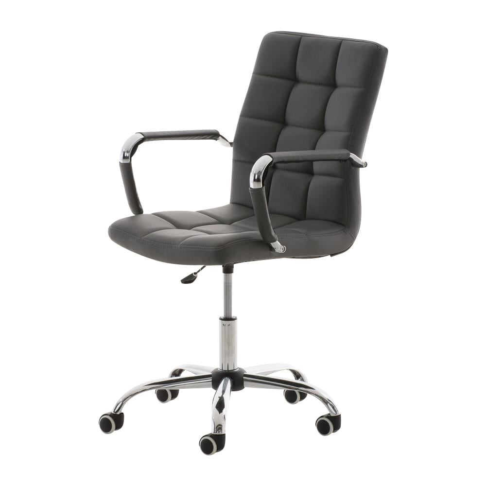 Sedia Ufficio Deli V2 in Similpelle E Metallo I Sedia Lavoro Girevole Regolabile con Braccioli I Poltroncina Studio Imbottita con Ruote Grigio - Foto 1