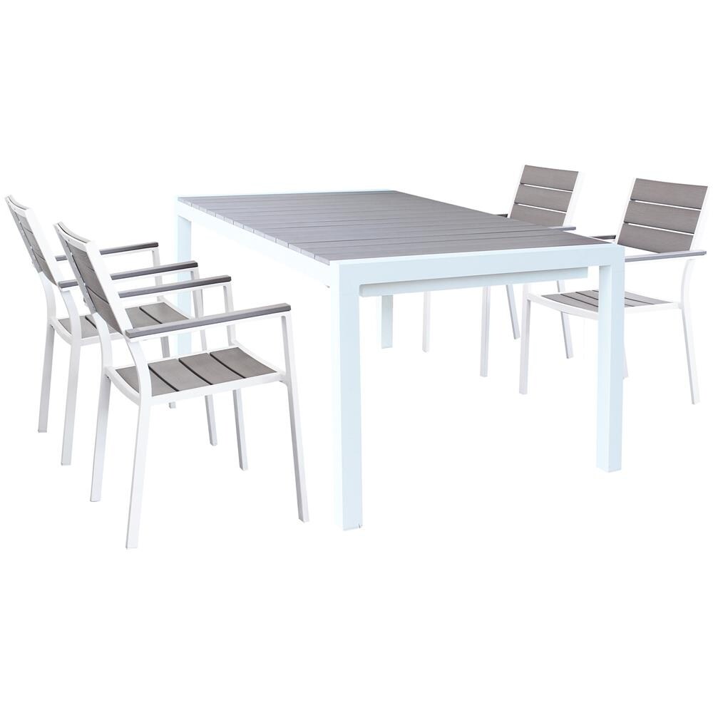 Set Tavolo E 4 Sedie Da Giardino In Plastica Effetto Rattan - Impilabile, Per Esterno O Balcone