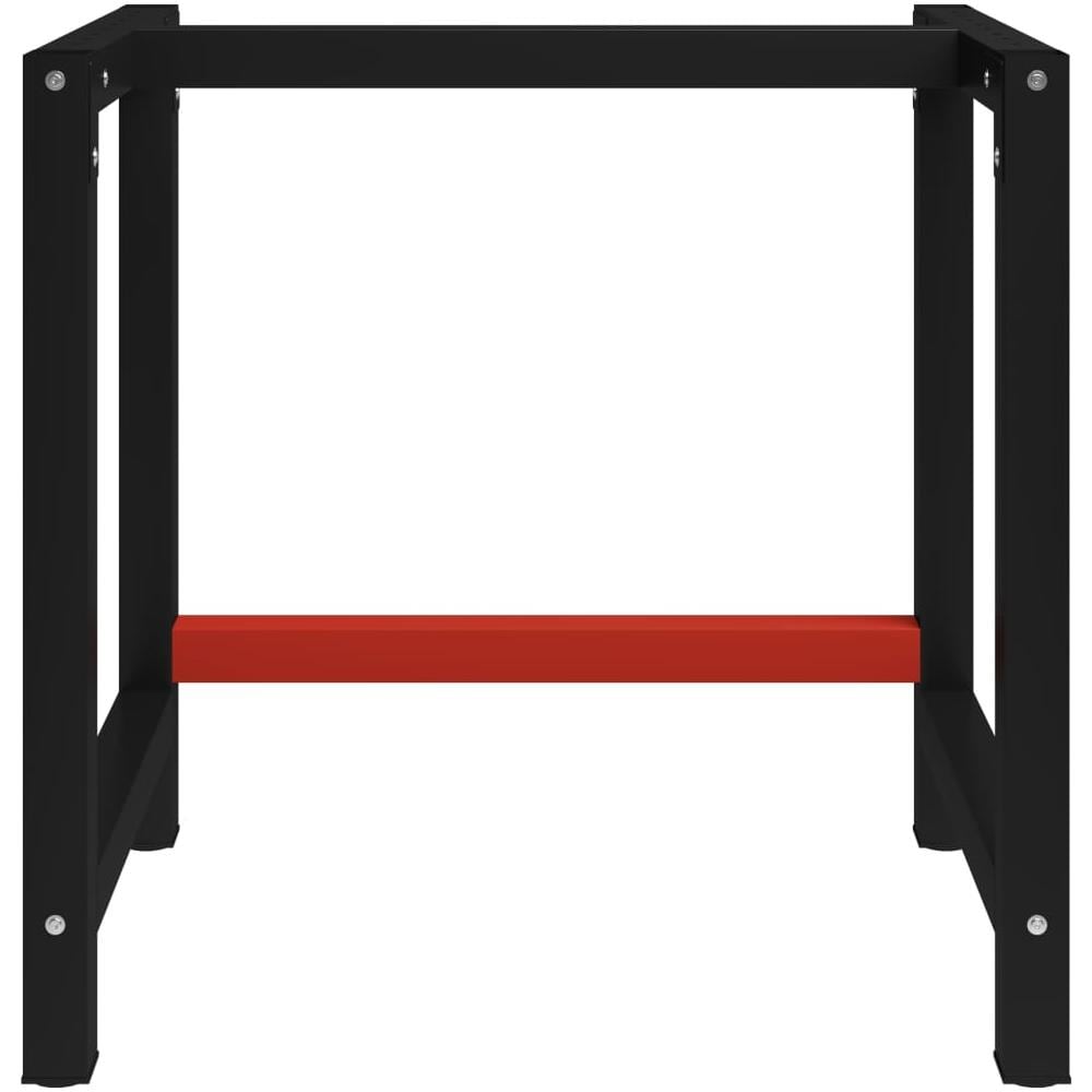 Telaio per Banco da Lavoro in Metallo 80x57x79 cm Nero e Rosso - Foto 3