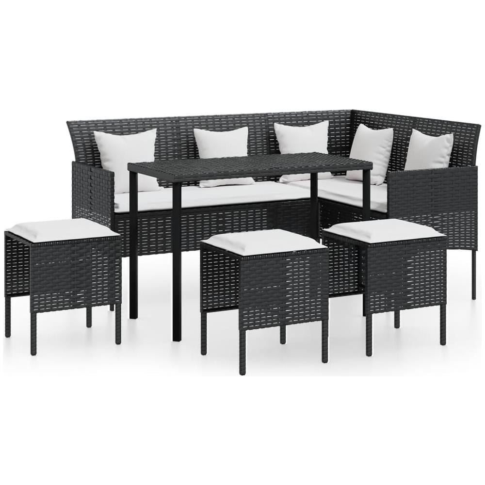 Set Mobili 5 Pz Divano A L Con Cuscini In Polyrattan Nero - Foto 2