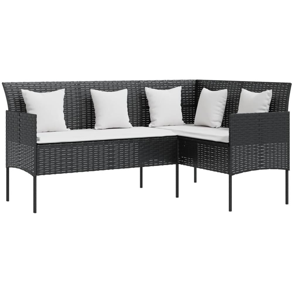 Set Mobili 5 Pz Divano A L Con Cuscini In Polyrattan Nero - Foto 3