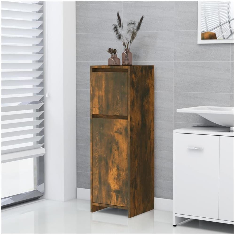 Armadietto Bagno Rovere Fumo 30x30x95 Cm In Legno Multistrato - Foto 1