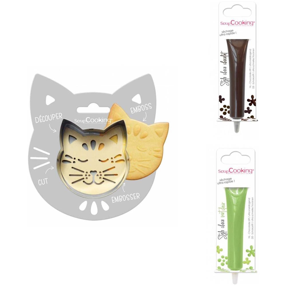 Kit Biscotti Di Soccorso Per Gatti + 2 Penne Di Cioccolato Marrone E Verde Chiaro - Foto 1