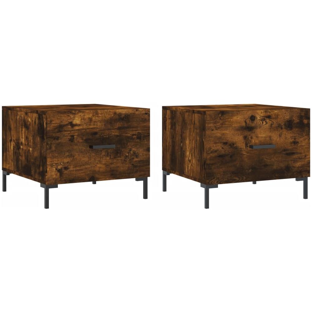 Tavolini Salotto 2 Pz Rovere Fumo 50x50x40cm Legno Multistrato - Foto 2
