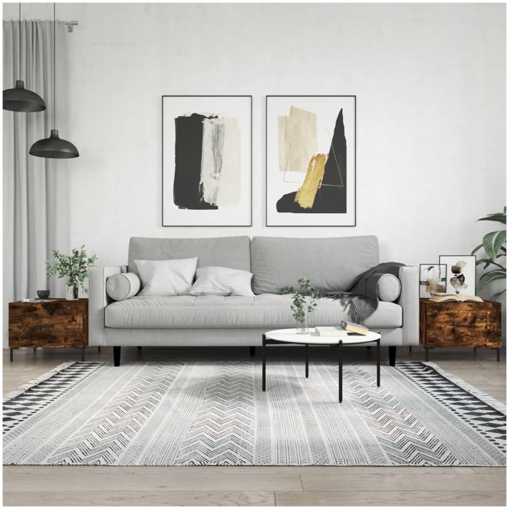 Tavolini Salotto 2 Pz Rovere Fumo 50x50x40cm Legno Multistrato - Foto 1