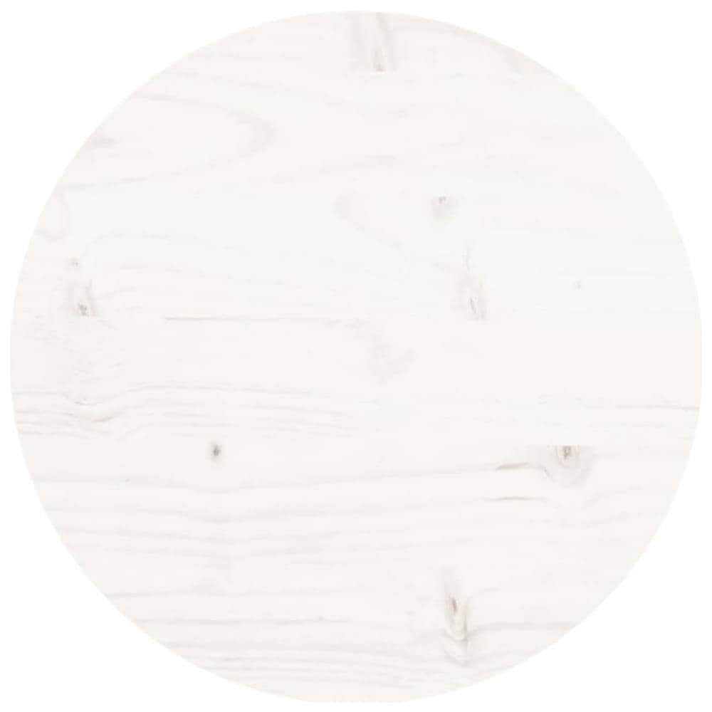Piano Tavolo Rotondo Bianco 30x3 Cm In Legno Massello Di Pino - Foto 2