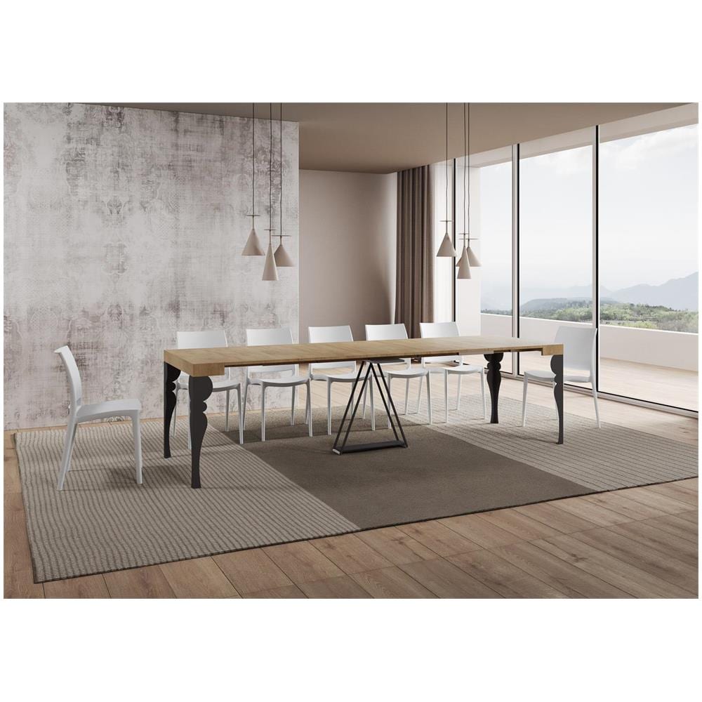 Consolle allungabile 90x40/300 cm Riza quercia natura telaio antracite - Foto 4
