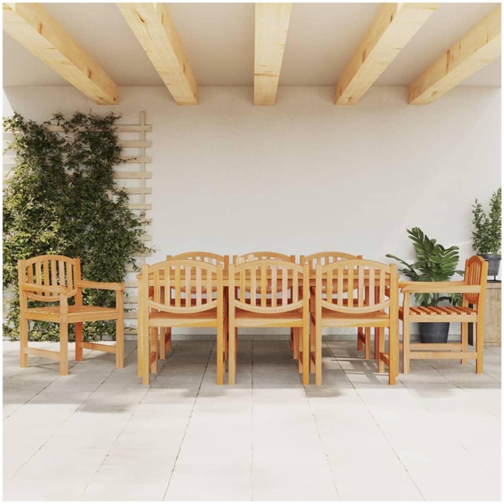 Set da Pranzo per Giardino 9 pz in Legno Massello di Teak - Foto 2
