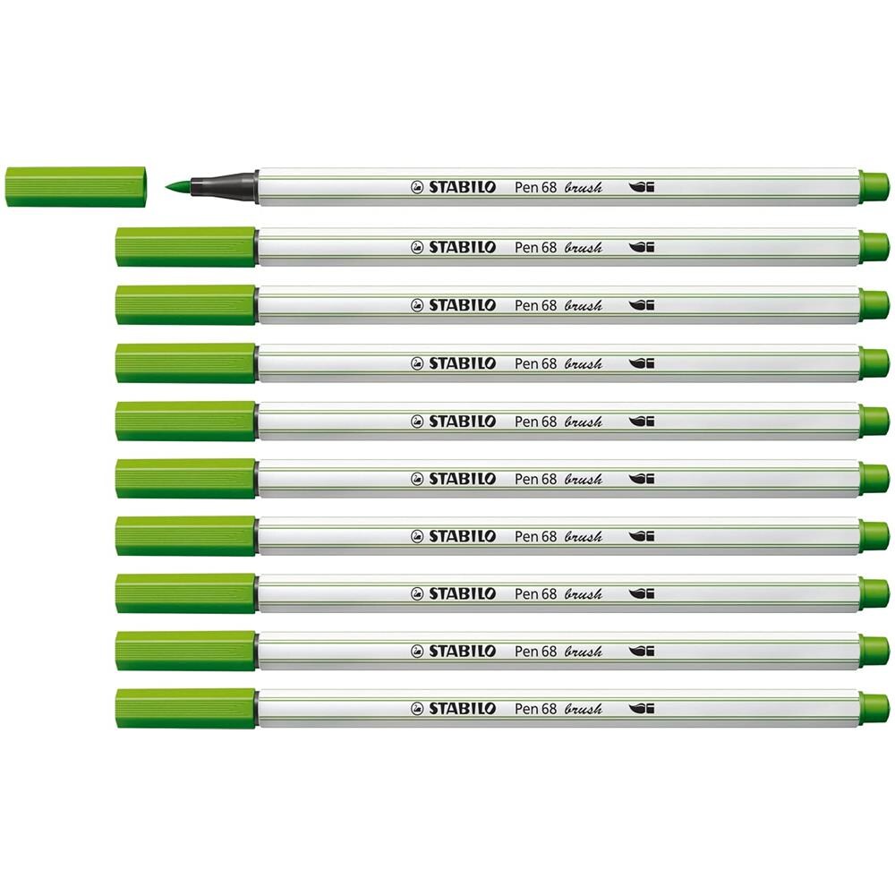 Pen 68 brush - Pennarello Premium con punta a pennello - Confezione da 10 - Verde Foglia - Foto 1