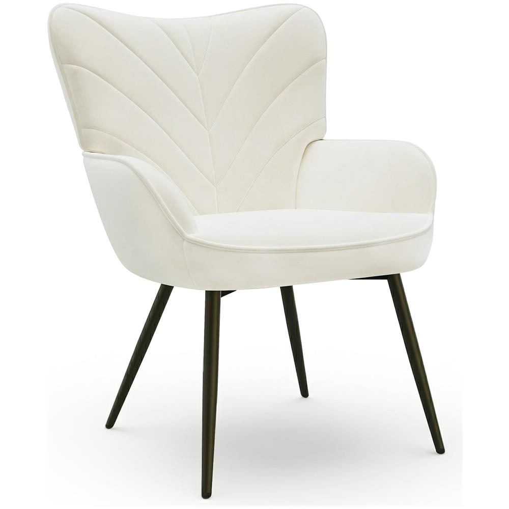 Sedia Moderna Con Motivo Fogliare - Design Semplice E Naturale, Versatile Per Soggiorno E Ufficio, Bianco - Foto 1