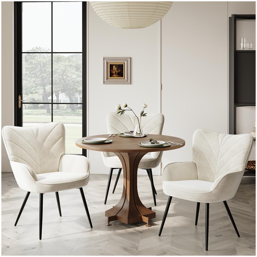 Sedia Moderna Con Motivo Fogliare - Design Semplice E Naturale, Versatile Per Soggiorno E Ufficio, Bianco - Foto 8
