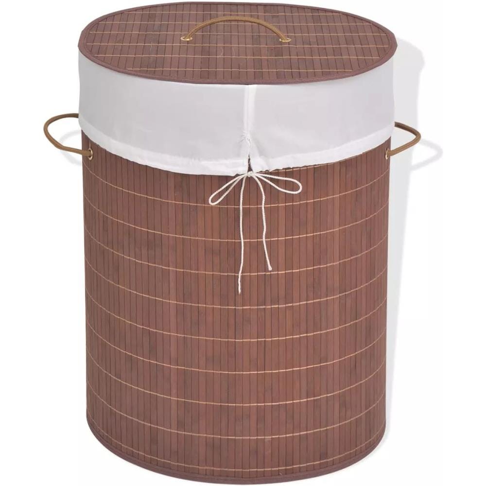 Cesto Portabiancheria In Bambù Ovale Marrone - Foto 1