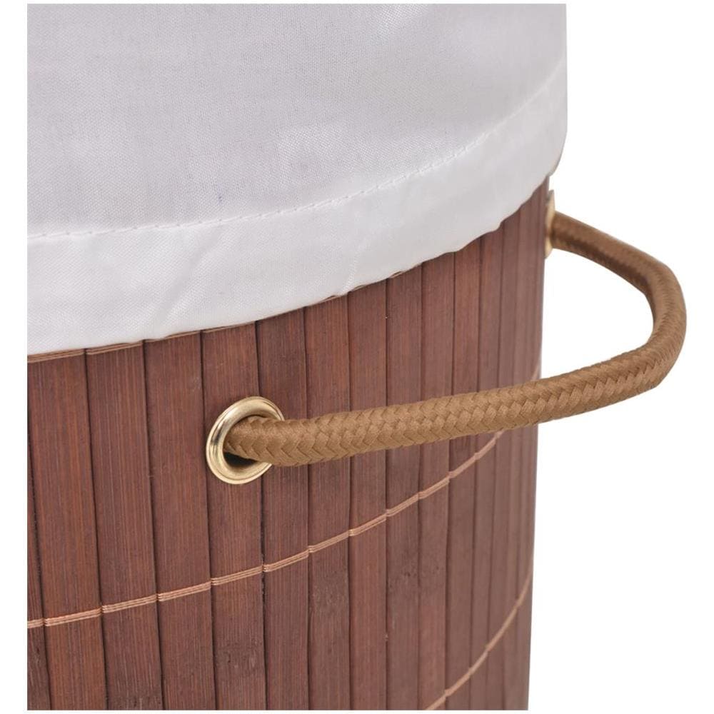 Cesto Portabiancheria In Bambù Ovale Marrone - Foto 6