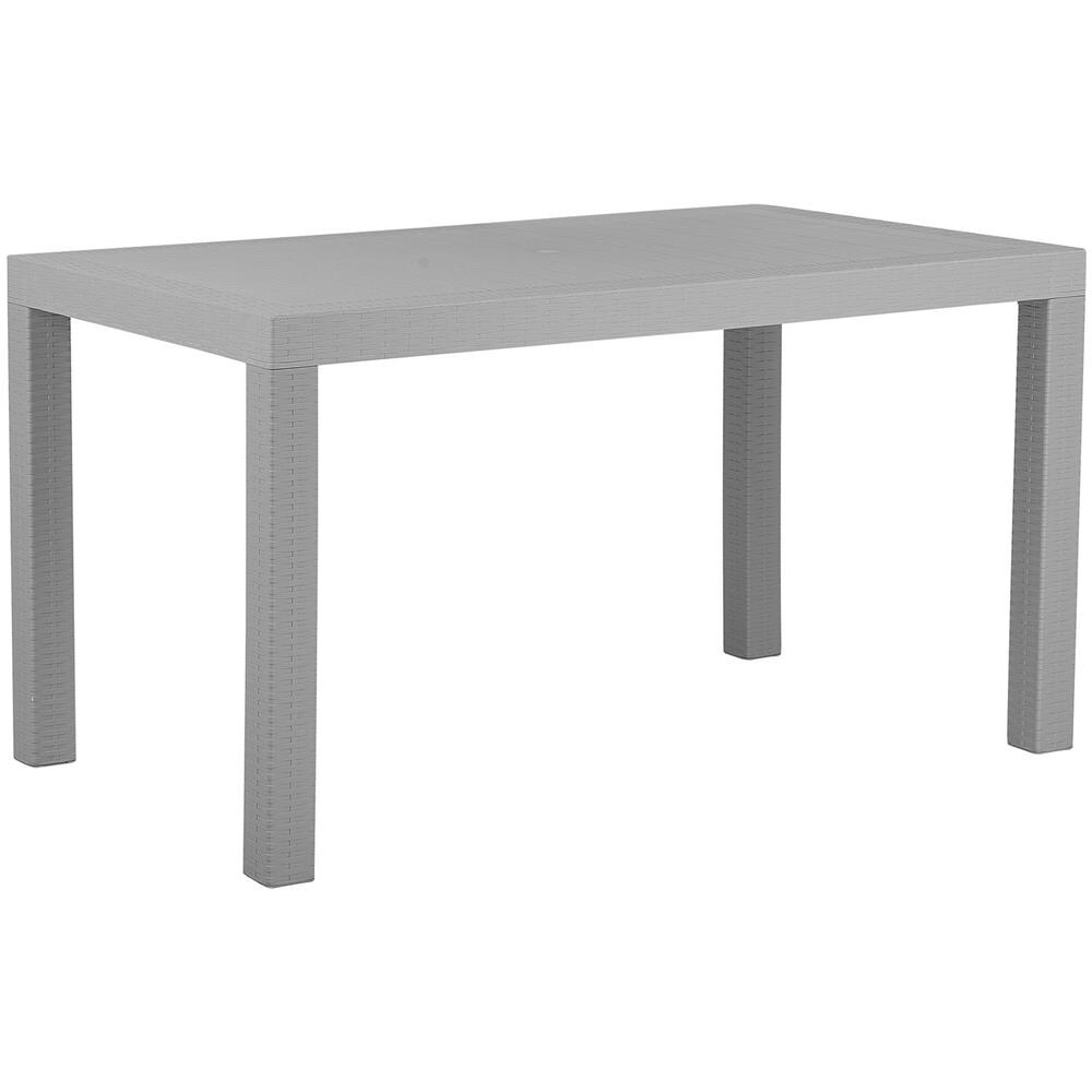 Tavolo Da Giardino Effetto Rattan Grigio Chiaro 140 X 80 Cm Fossano - Foto 1