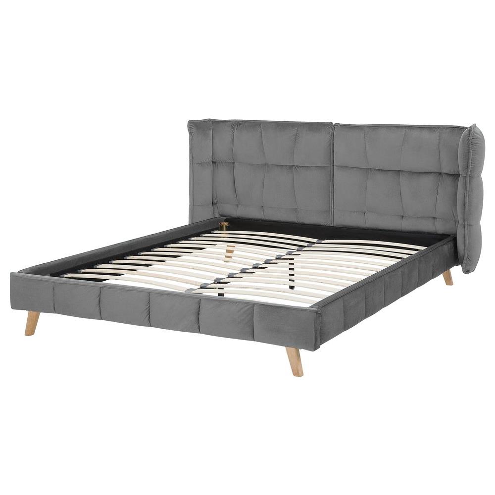 Letto Matrimoniale In Velluto Grigio 160x200cm Senlis - Foto 2